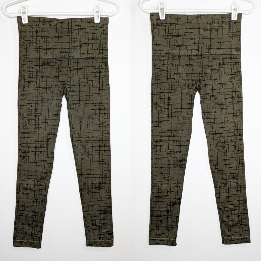 Spanx green black stretchy pull on leggings M